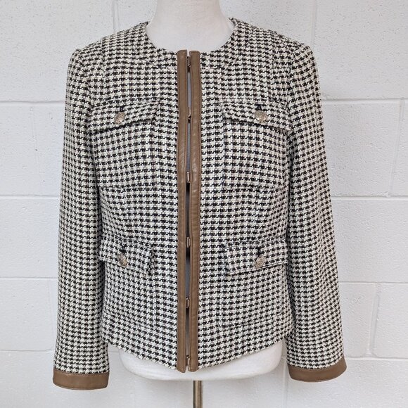 NWOT White House Black Market Houndstooth Stylist Suit Jacket 14